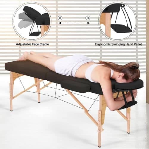 Camilla De Masajes Reforzada Madera Regulable Plegable 185cm 4