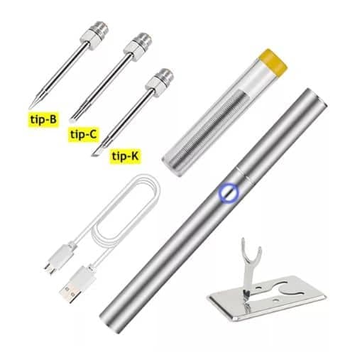 Juego De Soldador Electrico De Mano Usb A Bateria +3 Puntas