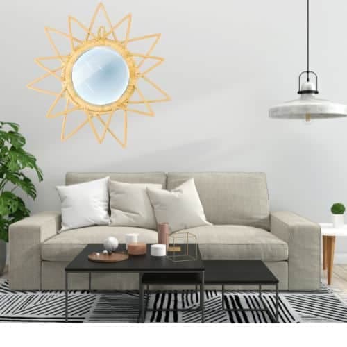 Espejo Colgante Pared Diseño Sol Ratan Moderno Decoracion 1