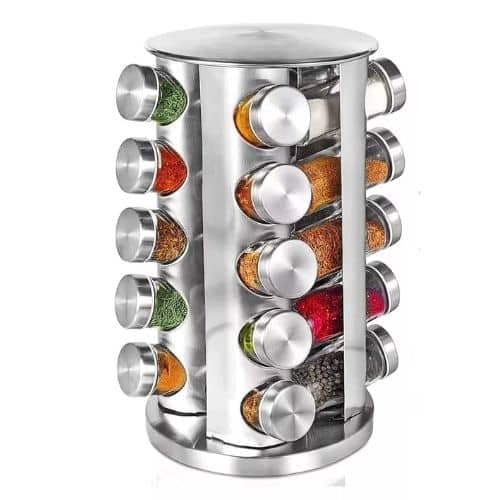Especiero Giratorio Set De 20 Cilindro Acero Inoxidable