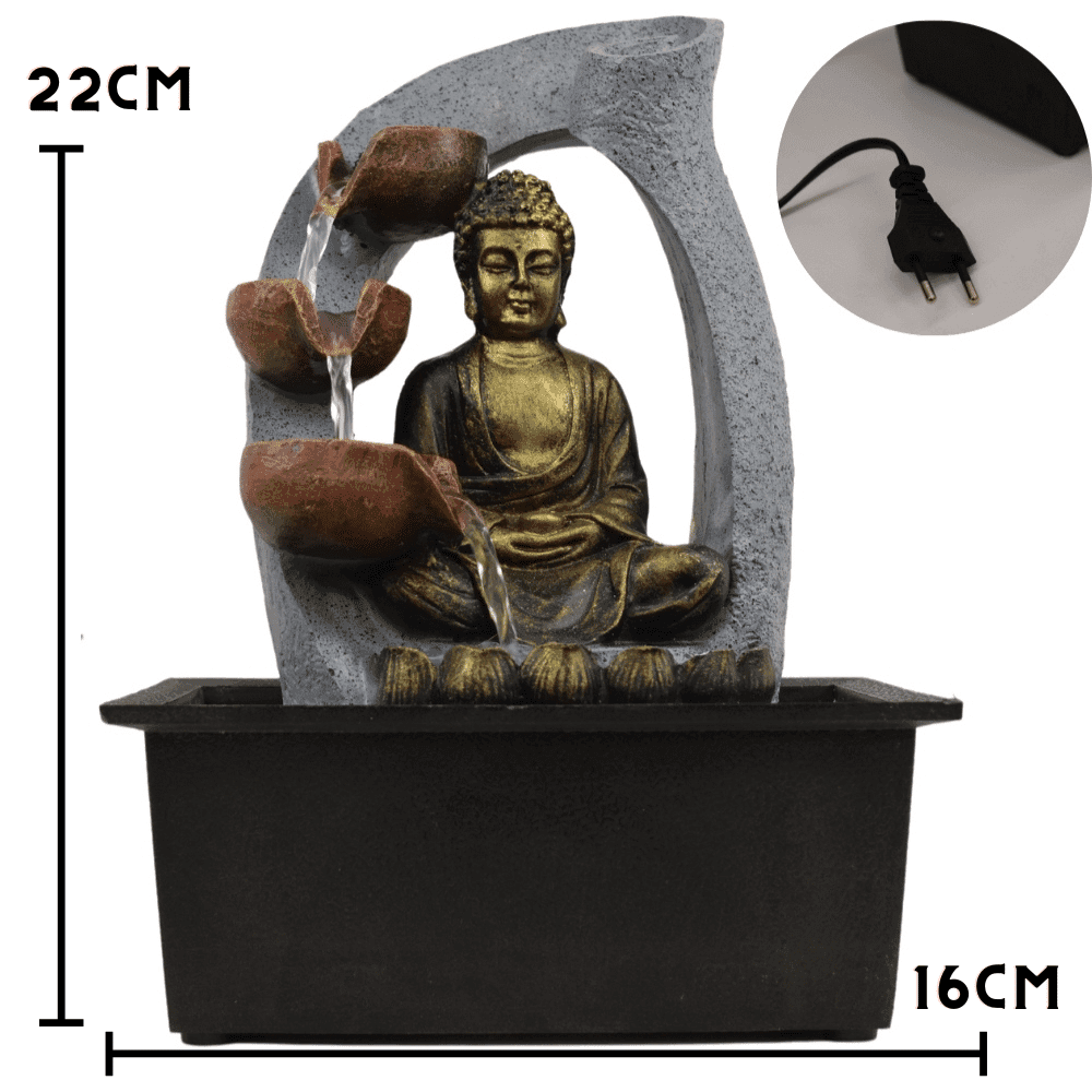 Fuente de Agua Cascada Buda Meditación 22cm 2