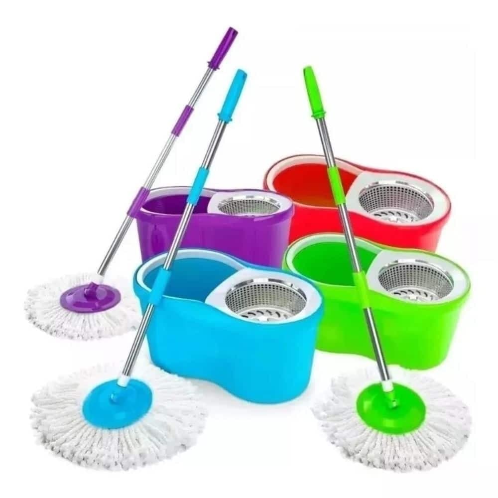 Balde Con Mopa Giratoria En Acero Inoxidable 360 Grados