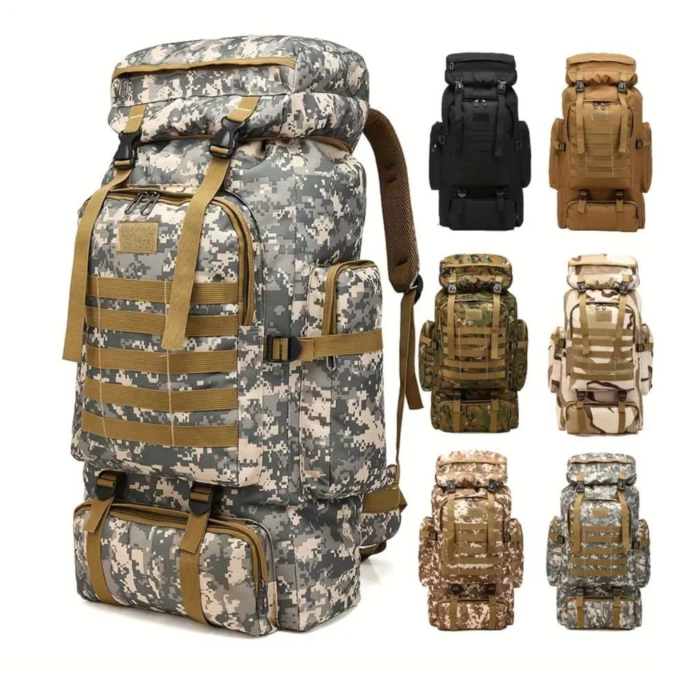 Mochila Militar Táctica Gigante 60 Litros Con Bolsillos y Parches