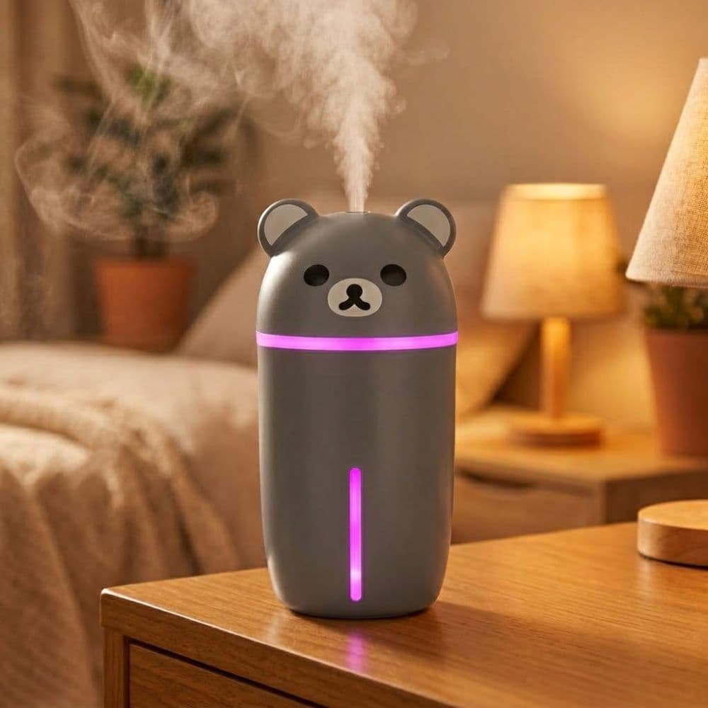 Humidificador Vaporizador Portátil Oso Para Niños Con Luz Led Portatil