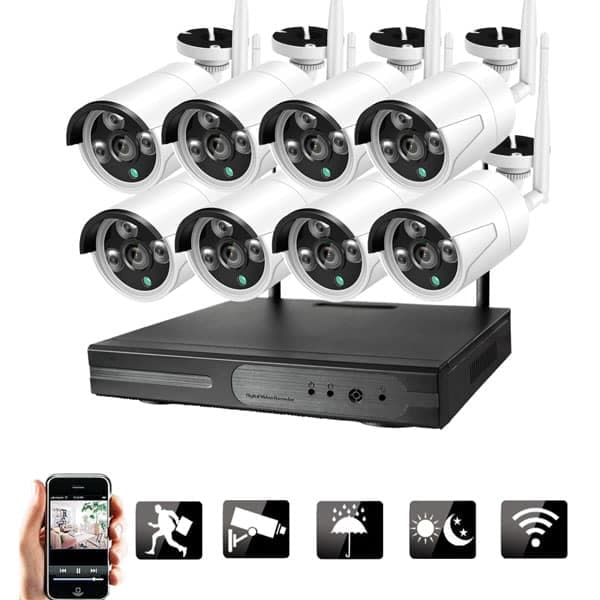 Kit de seguridad 8 camaras con Nvr 8 canales Wifi