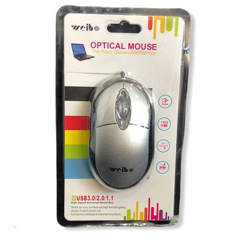 Mouse Optico Cableado Weibo 1600 Dpi Gris