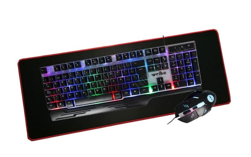 Combo Gamer Teclado Mouse Retro Iluminado + Alfombra Gamer