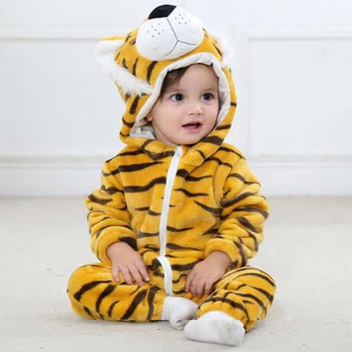 Pijama Enterito Tigre Abrigado Bebe Mameluco 3 a 18 meses