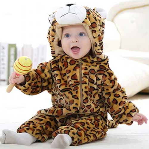 Pijama Enterito Leopardo Abrigado Bebe Mameluco
