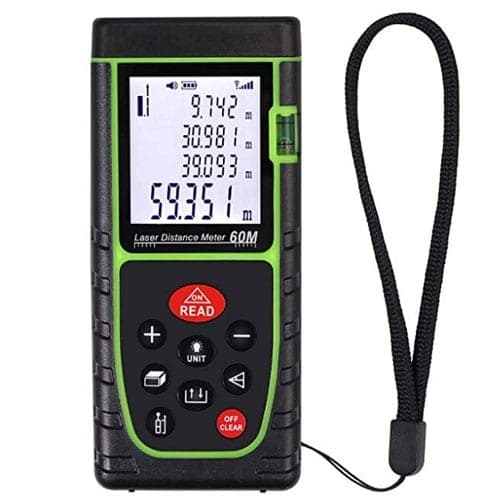 Metro Digital Laser Memoria 20 Mediciones 60M Pantalla LED Nivel Gota Agua Calculo Area Volumen