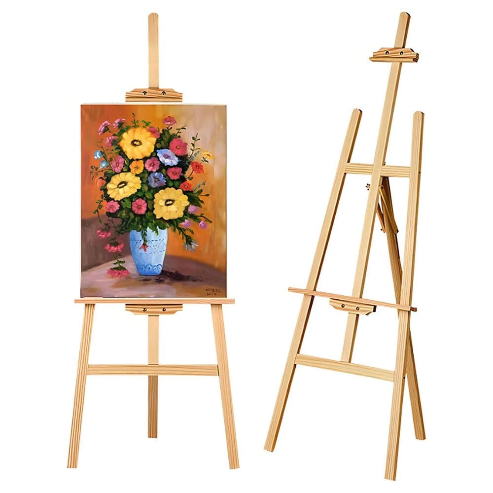 Atril Caballete Pintor Cuadro De Madera Pino 140 Cm Plegable Ajustable Para Estudio Y Taller De Arte