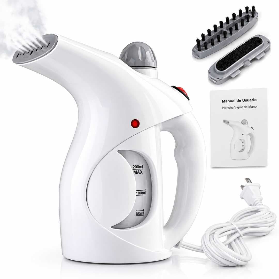 Plancha Vapor de Mano Portatil 200ml 2 en 1 Plancha Ropa y Facial de Viaje