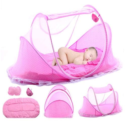 Cuna Plegable Portatil Mosquitero Para Bebe Rosado
