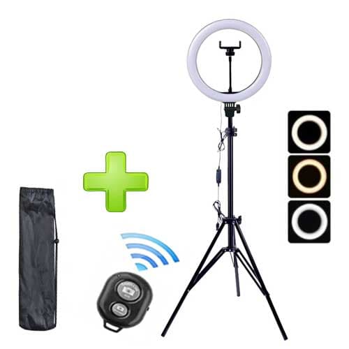 Aro Luz Led 26 Cmt Tripode Con Boton Bluetooth Para Fotografía