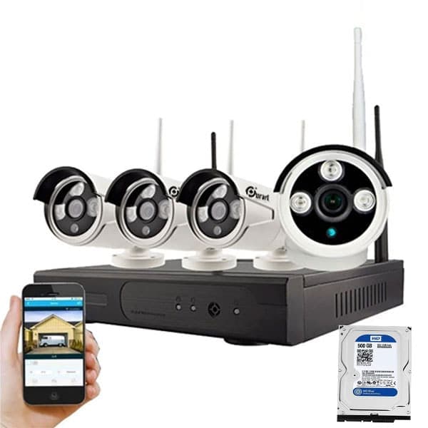 Kit 4 Camaras Nvr 8 Canales + Disco Duro de 500 gb