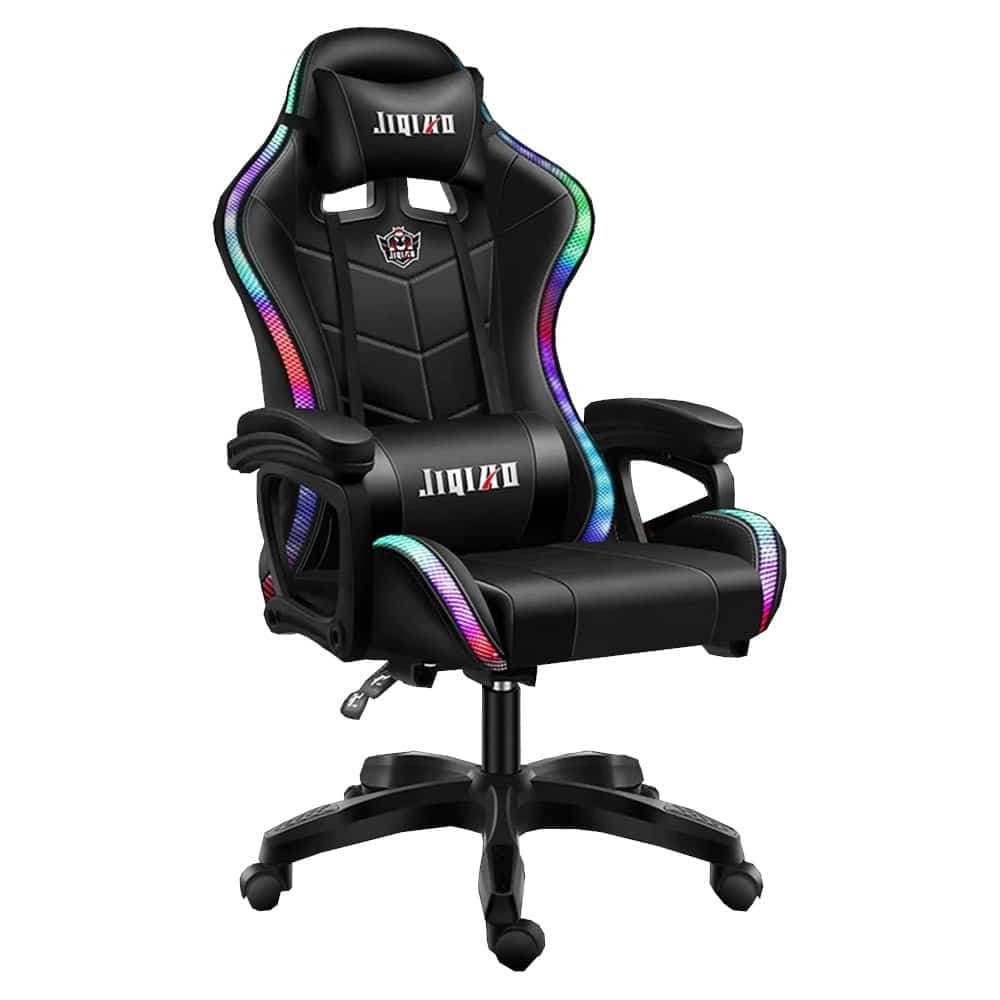 Silla Gamer Led Rgb Reclinable Masaje Posabrazos Cojines