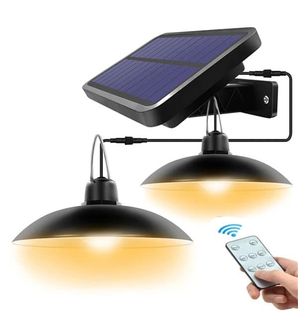 Foco Lampara Exterior Solar Led Con Control Calida