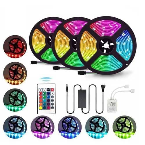 Tira Cinta Luces Led Rgb 15m Exterior con Control Remoto