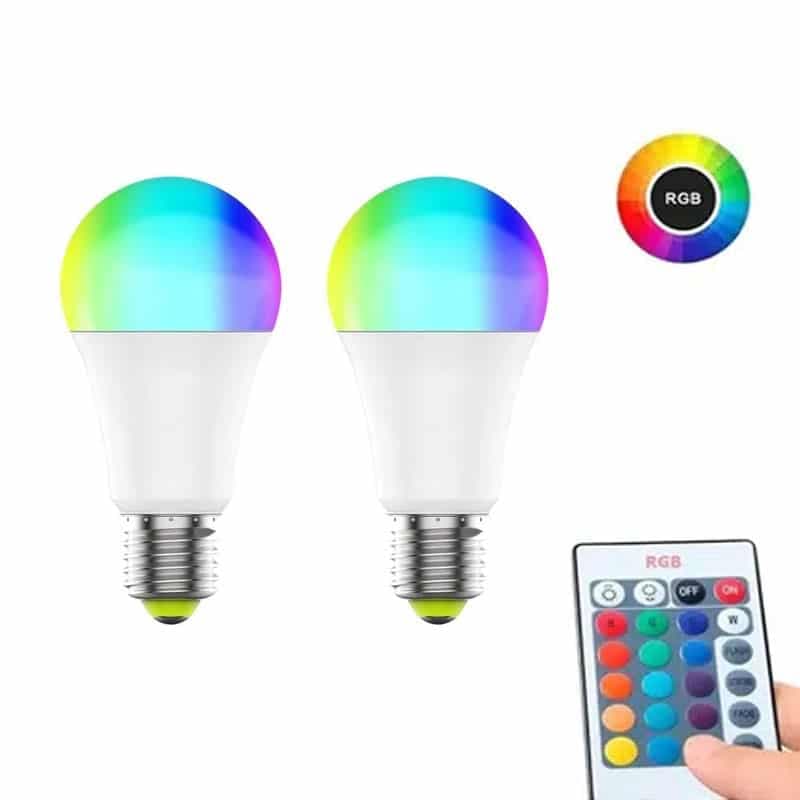 Kit 2 Lampara Led Control Remoto 9w Rgb 7 Colores