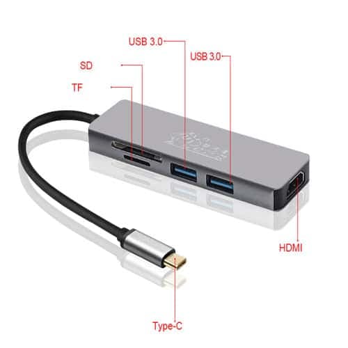 Adaptador Para Mac Hub Usb C 5 En 1 Con Hdmi Usb Y Lector Sd Tipo C Portatil Para Laptop Y Macbook