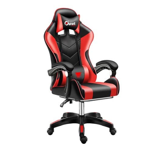 Silla Gamer Reclinable Posabrazos Cojines con Masajeador Roja