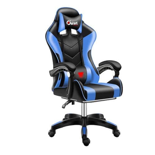 Silla Gamer Reclinable Posabrazos Cojines con Masajeador Azul