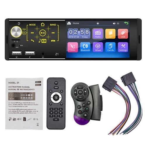 Radio Auto Pantalla Tactil Bluetooth Cámara De Reversa Control Volante