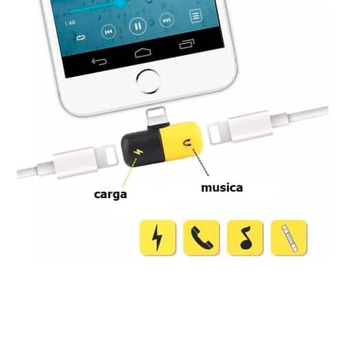 Adaptador Doble iPhone Lightning Cargador Auriculares