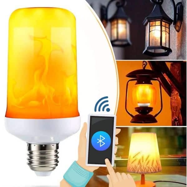 Lampara Efecto Fuego Rgb Bluetooth Con App 500lm