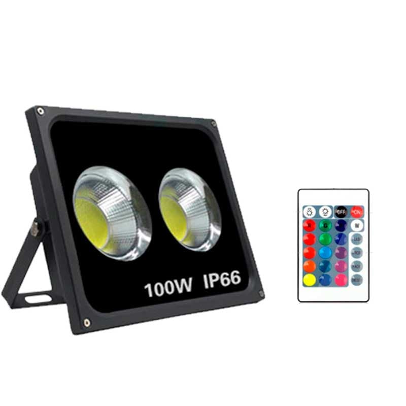 Foco Reflector Led RGB Para Exteriores 100W con Control Remoto