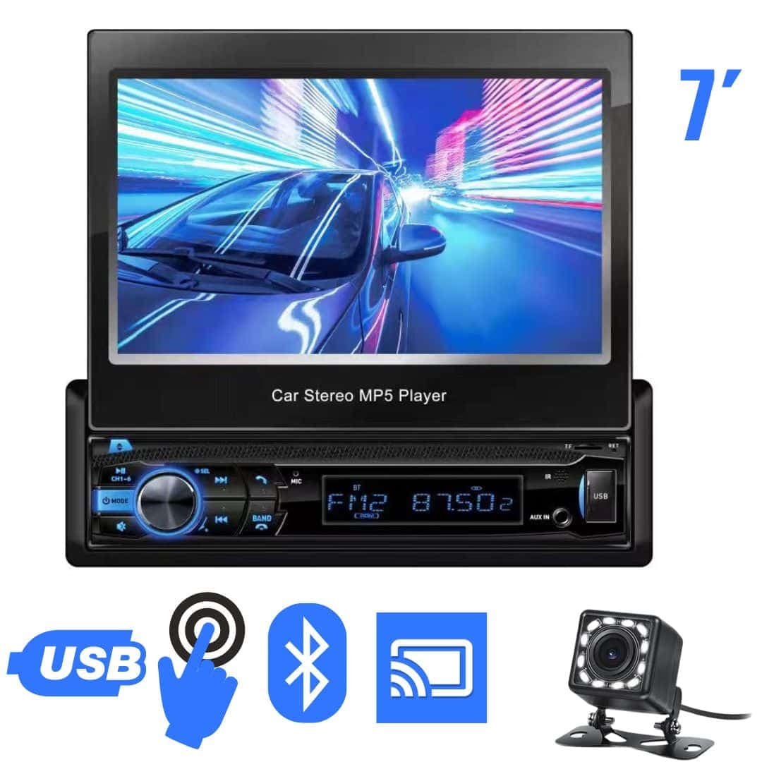 Radio Auto Multimedia 7 Pulgadas Táctil Con Cámara Trasera Tactil