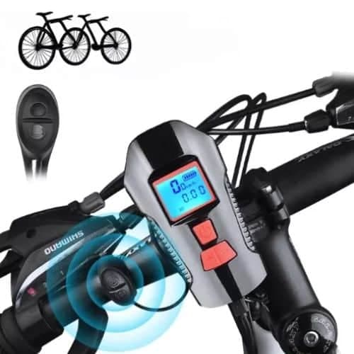 Luz Led Para Bicicleta Delantera 4 Modos Con Bocina y Cuenta Kilometro