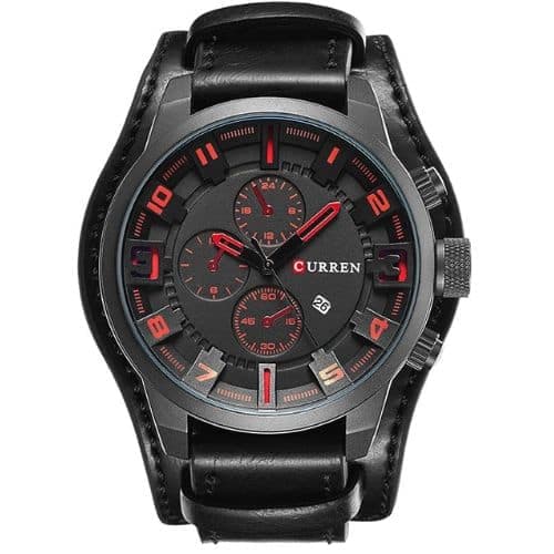 Reloj Grande Hombre Elegante Eco Cuero Casual Calendario