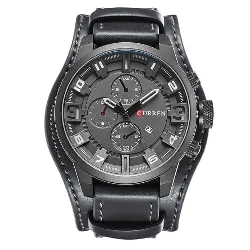 Reloj Grande Hombre Elegante Eco Cuero Casual Calendario