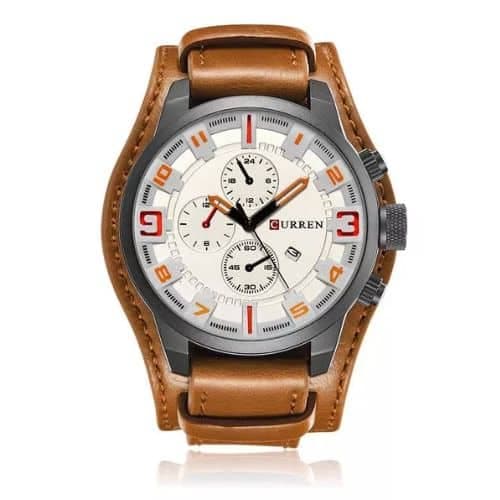 Reloj Grande Hombre Elegante Eco Cuero Casual Calendario