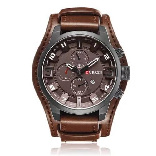 Reloj Grande Hombre Elegante Eco Cuero Casual Calendario