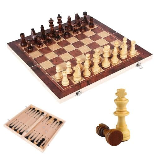 Juego De Mesa 3 En 1 Ajedrez Damas Backgammon Portátil