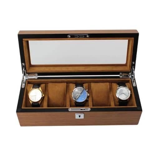 Organizador De 5 Relojes Madera Con Llave Excelente Calidad