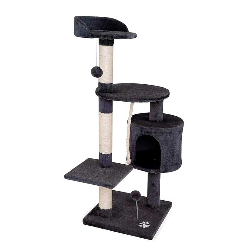 Torre De Gatos Nido Rascador Felpa Y Sisal 4 Niveles Cama