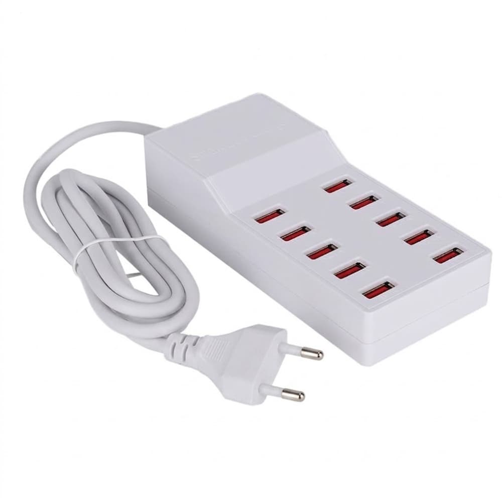 Cargador USB Múltiple 10 Puertos 50W Estación De Carga Para Celulares Y Dispositivos