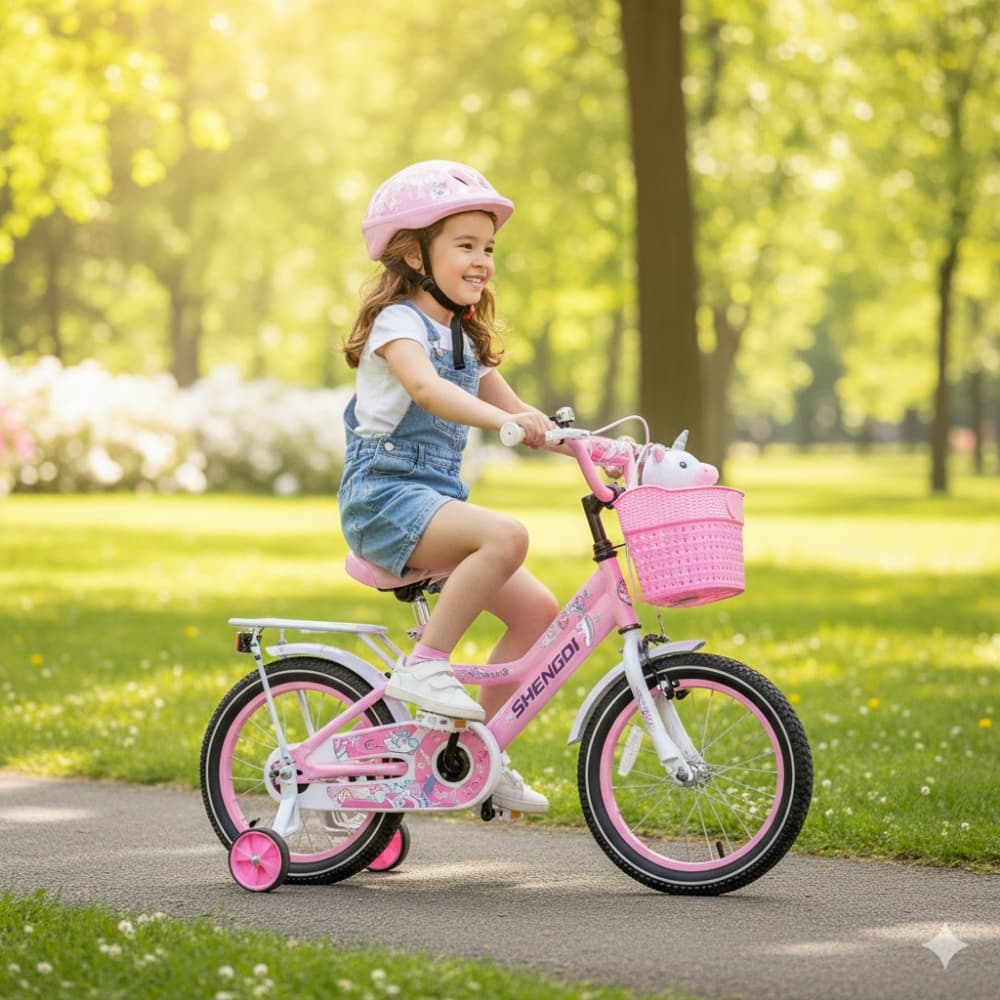 Bicicleta Infantil Con Rueditas Rodado 12 + Canasto Armada color ROSADO