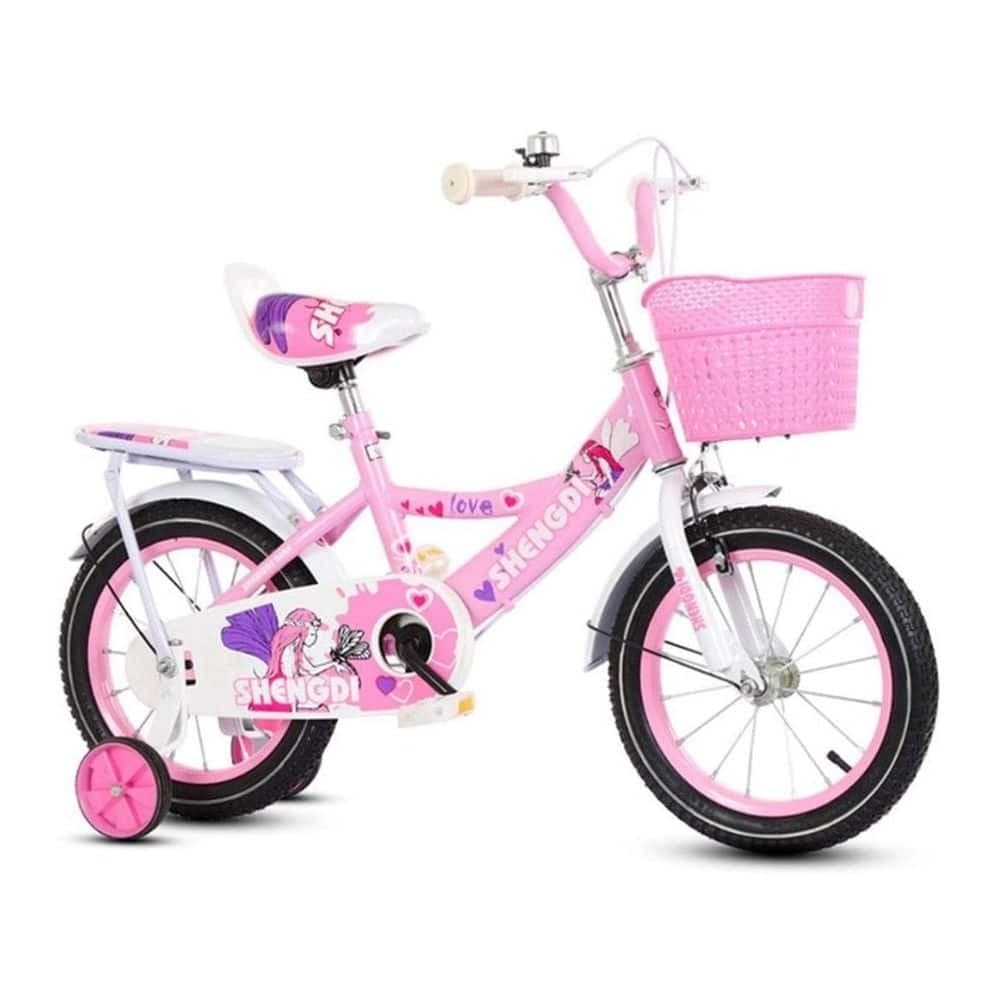 Bicicleta Infantil Con Rueditas Rodado 16 + Canasto Armada COLOR ROSADO