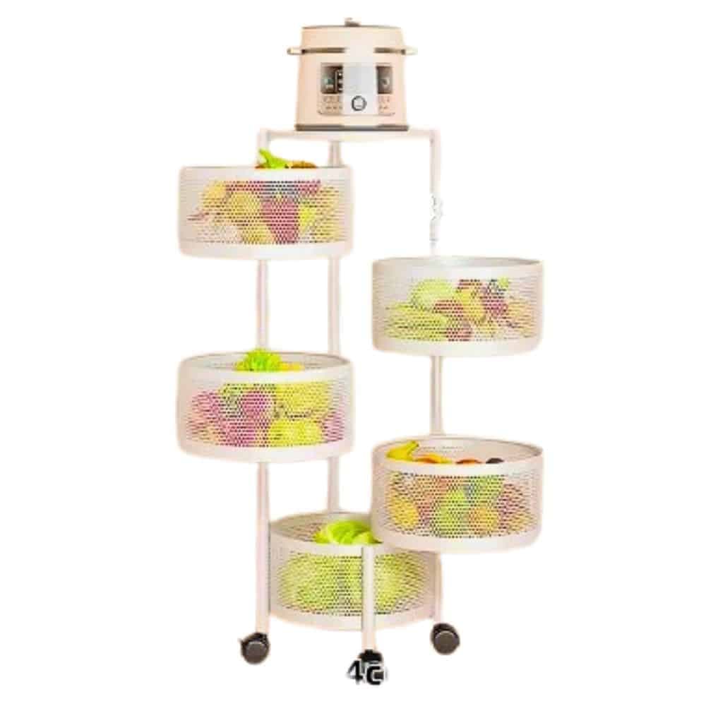 Carrito Organizador Multiuso Redondo Ac Inox 5 Estantes 90cm