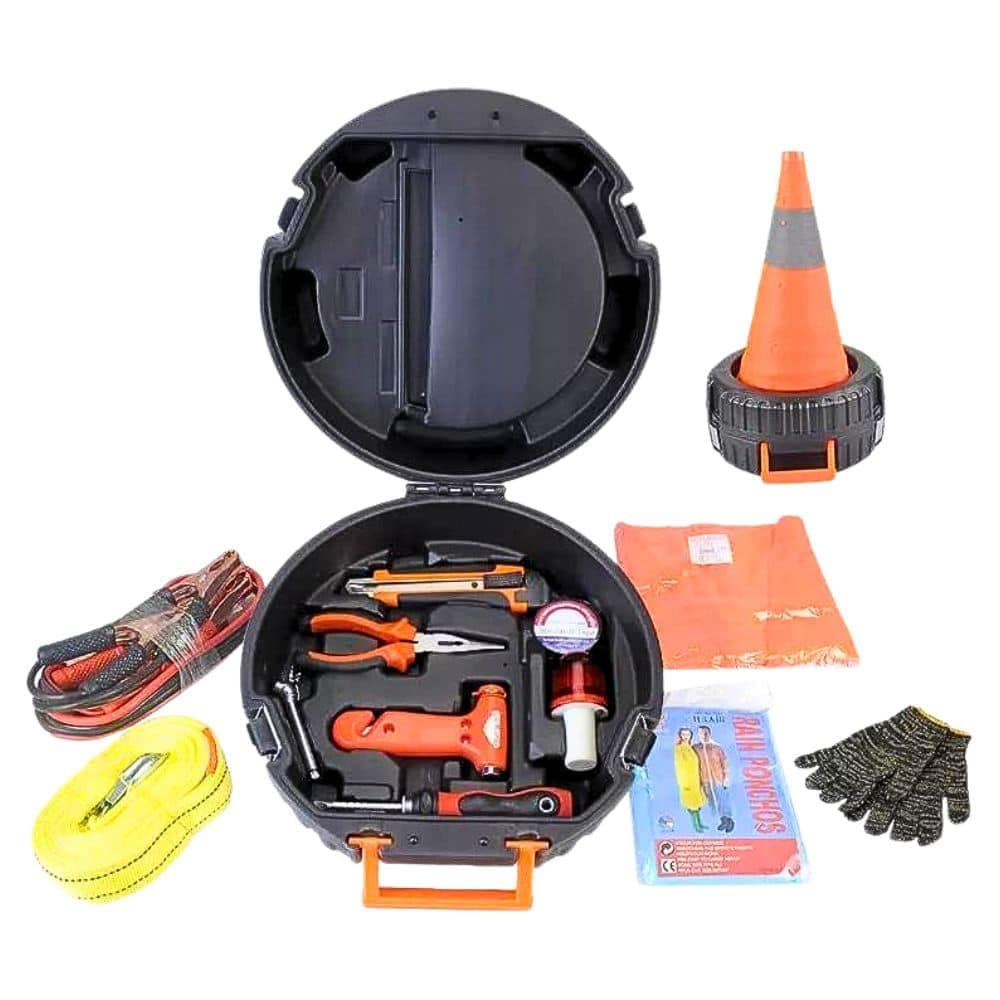 Set Kit Caja Herramientas Seguridad Para Auto Emergencia Baliza
