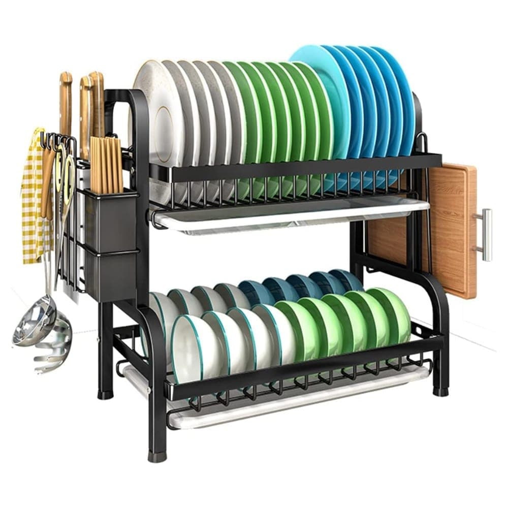 Escurridor De Platos Para Mesada Doble Piso Con Bandejas