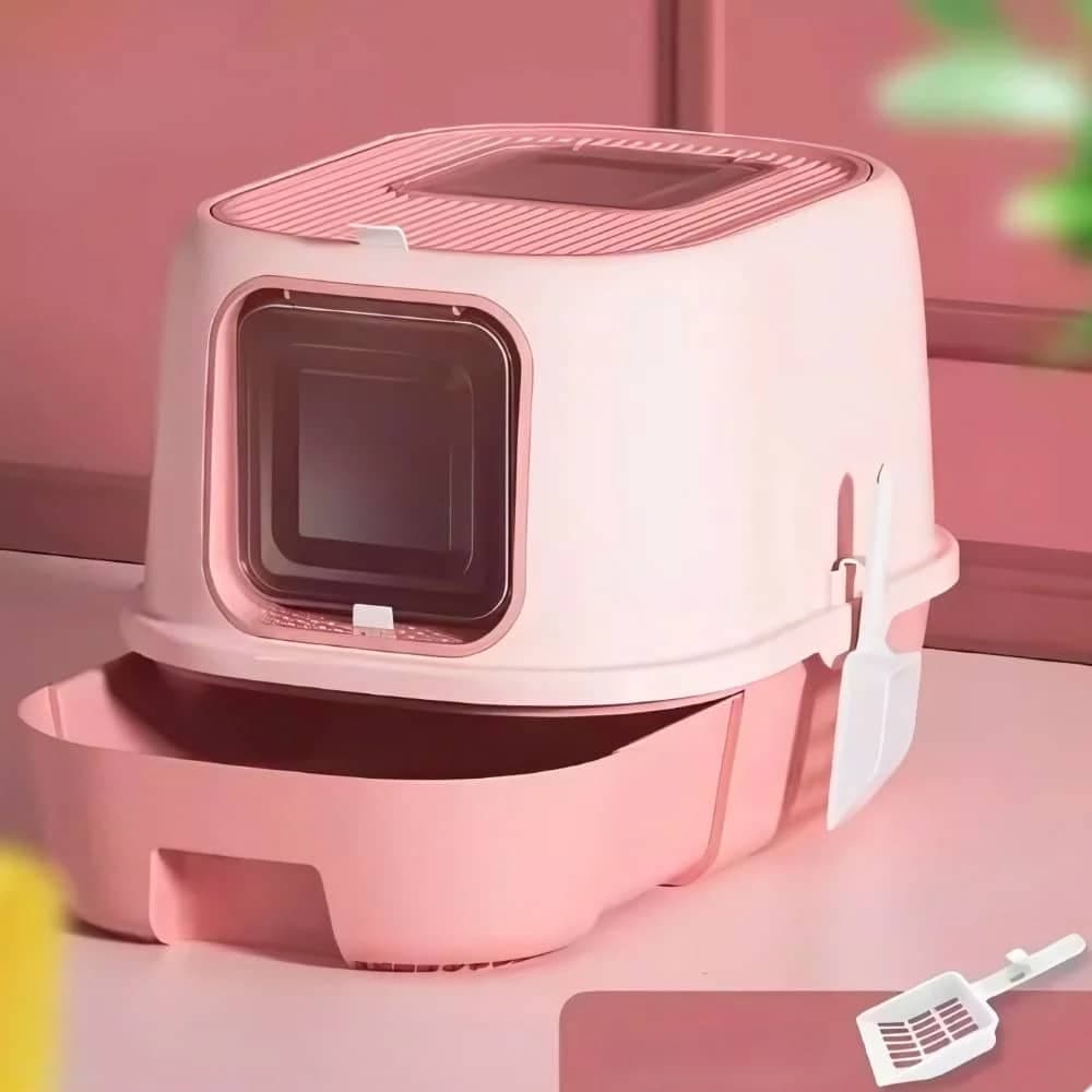 Arenero Para Gatos Semi Cerrado Desodorizante - Rosa