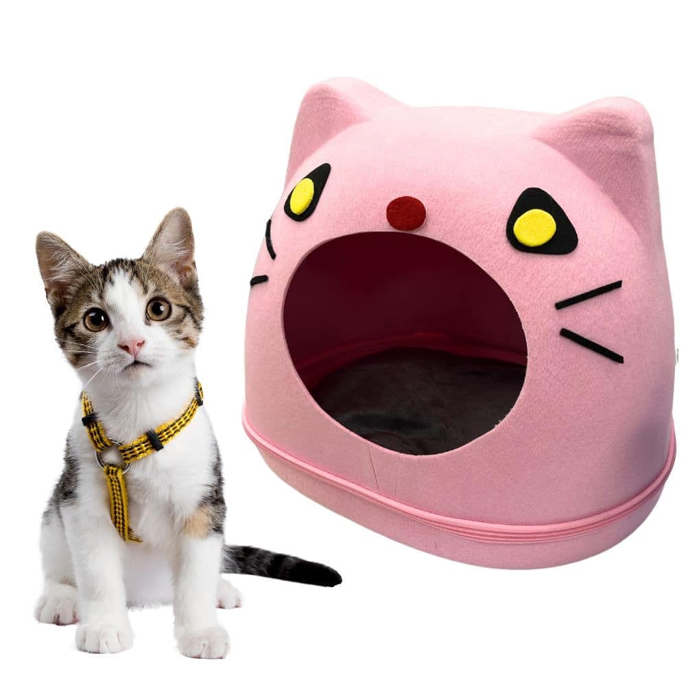 Cama Cucha Casa Fieltro Para Gato Forma de Cara