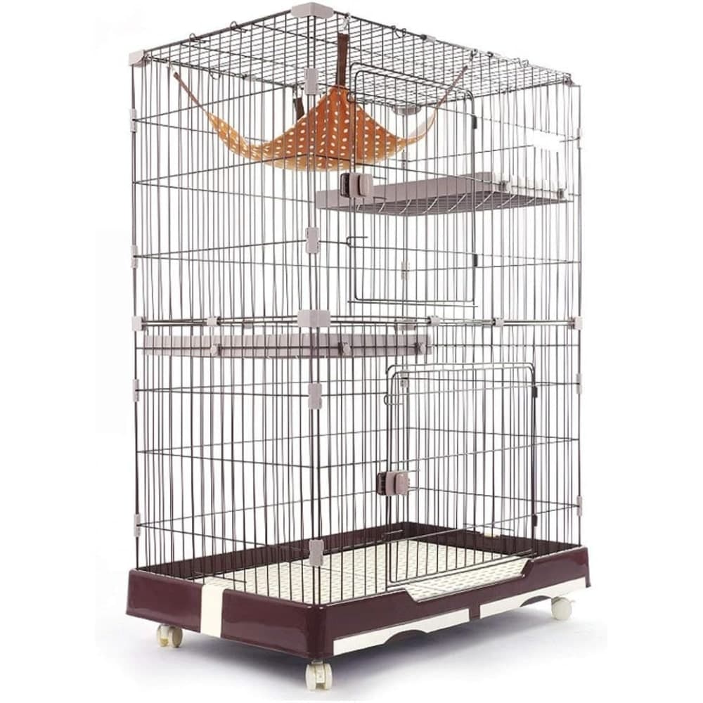 Jaula para Gatos Con Hamaca de 2 Pisos y Bandeja