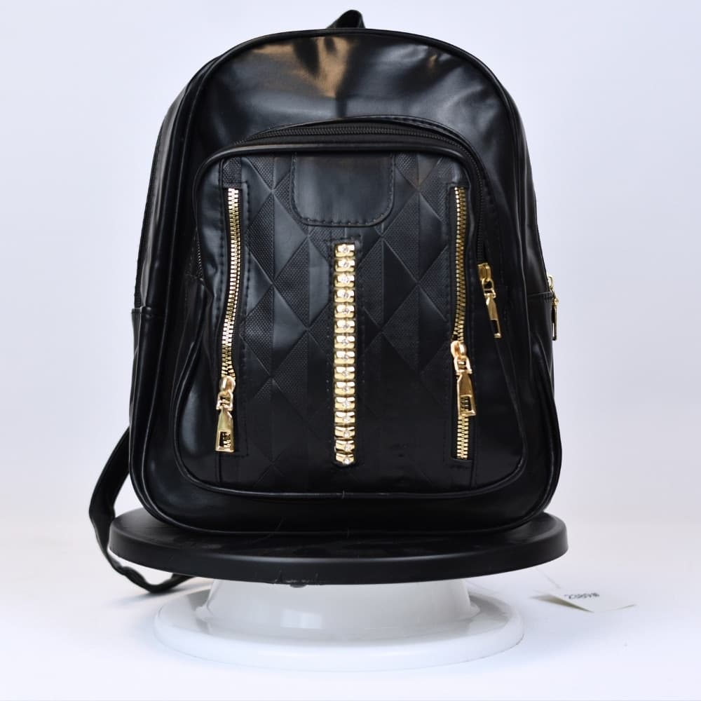 Mochila 30cm Dama Ecocuero Con Bolsillos +Estuche