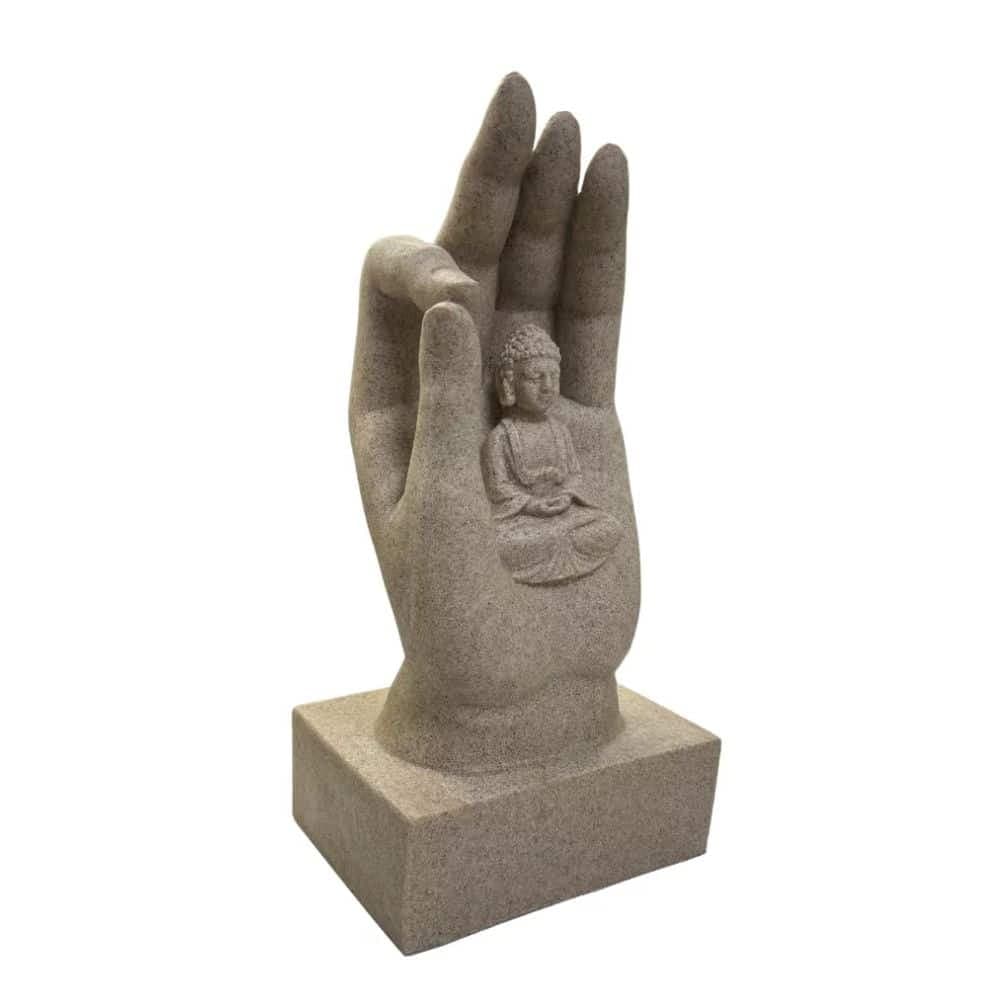 Buda Tallado En Mano Mudra Estatua Decoracion 32cm Zen Yoga